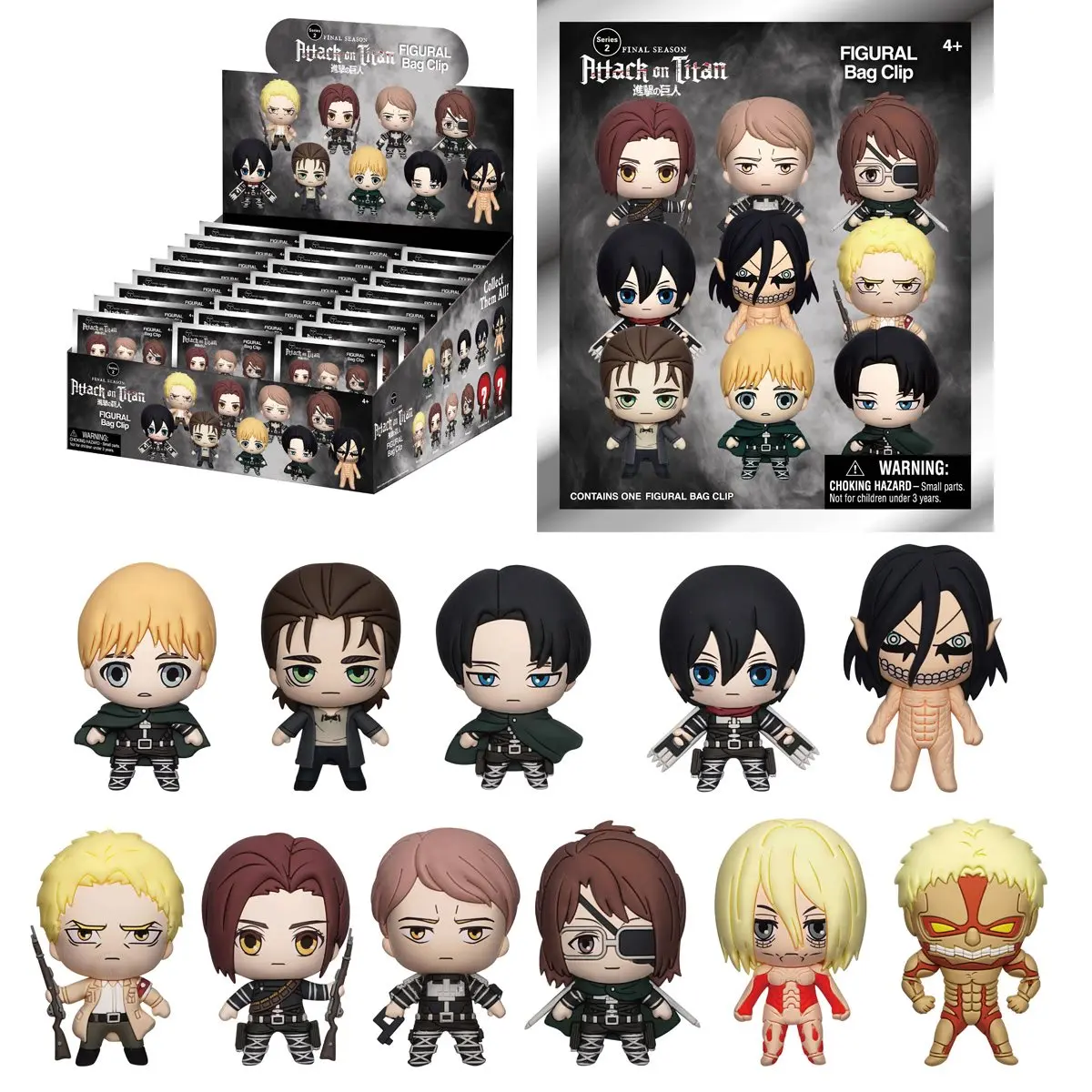 Attack on Titan Blind Box Mystery Bag Serie 2/3 3D PVC tasclip sleutelhanger anime hanger rugzak handtas charme