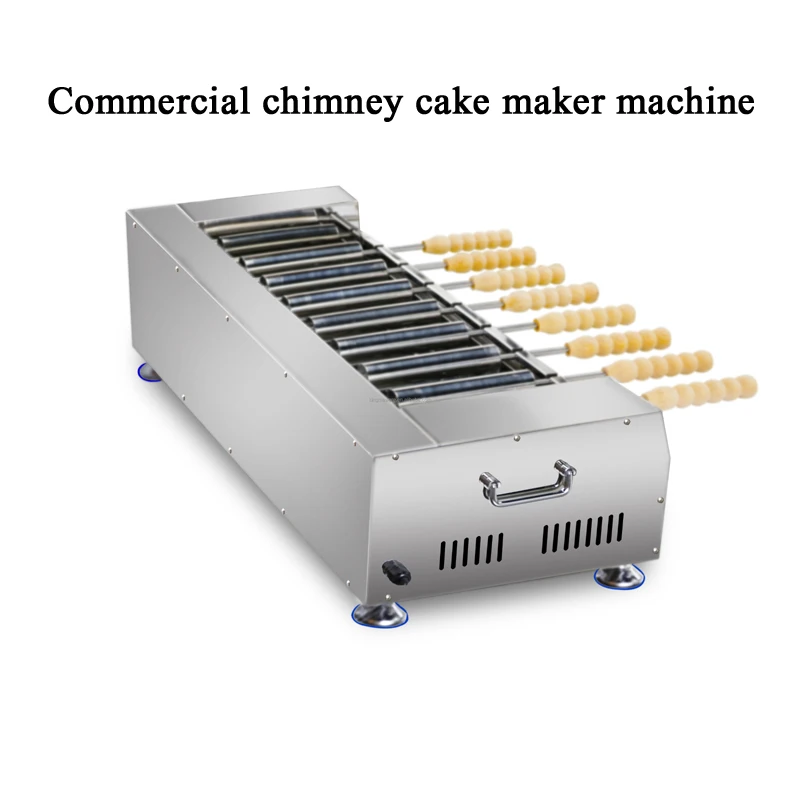 Commercial 8pcs Chimney Cake Kurtos Kalacs Machine Ice Cream Cone Stainless Steel Bread Baking Equipment Trdelnik Chimney Bread