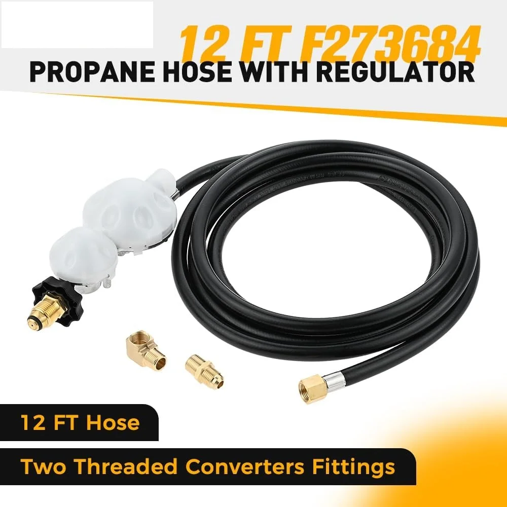 F273684 12 FT Propane Hose W/ Regulator Compatible with Mr Heater Buddy Heaters Two Stage Propane Regulator W/ Hose Replacement