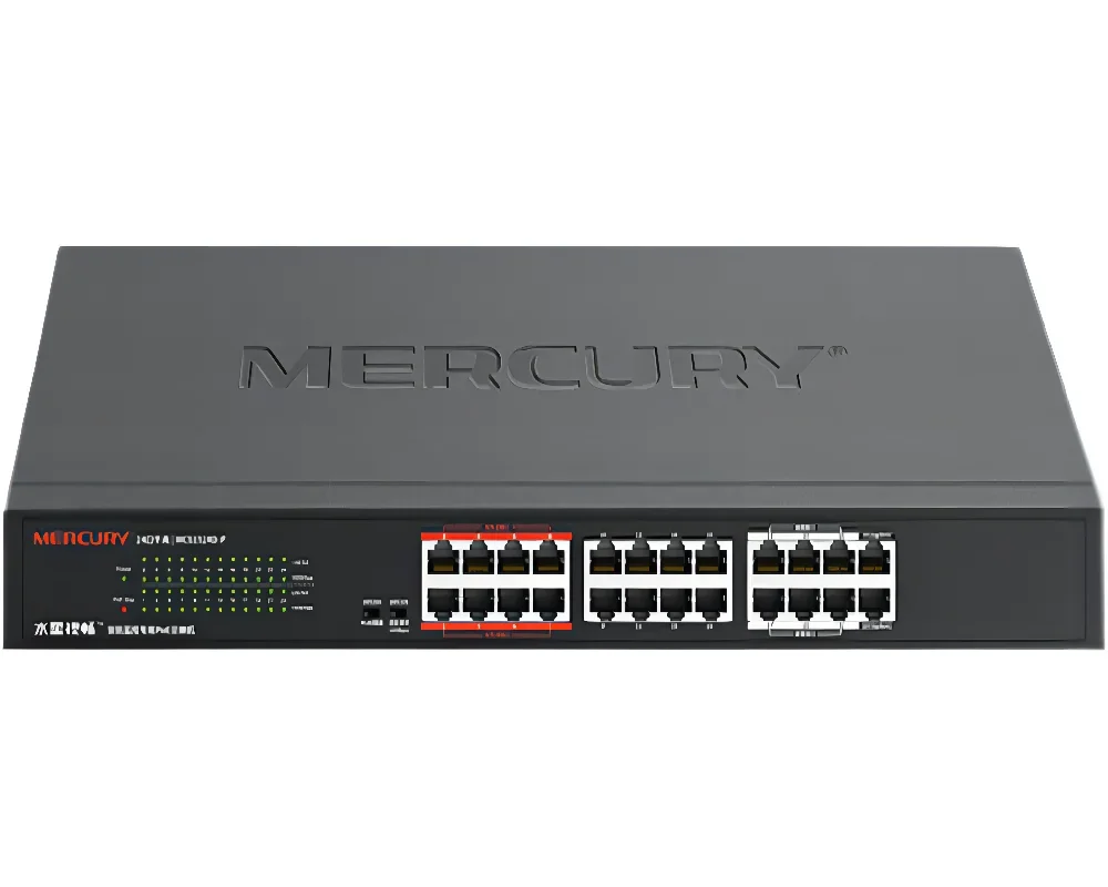 ForMercury MCS1524D-P 24 port gigabit poe network switch 2 RJ45 VLAN uplink ports support fiber switches power adapter