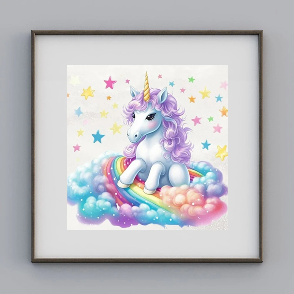 1szt Diy 5D Diamond Painting Small Animals, Colorful Cats, Elephants, Giraffe, Cute Unicorn, Indoor Decorative Painting