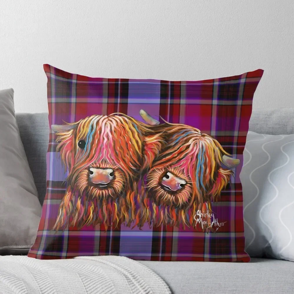 

HiGHLaND CoW PRiNT ' TaRTaN BeST BuDDieS P ' BY SHiRLeY MacARTHuR Throw Pillow Cusions Cover pillow
