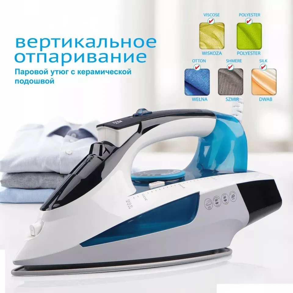 Multifunction Adjustable Thermostat Control Electric Steam Iron for Clothes Ceramic Soleplate Ironing Household Appliances