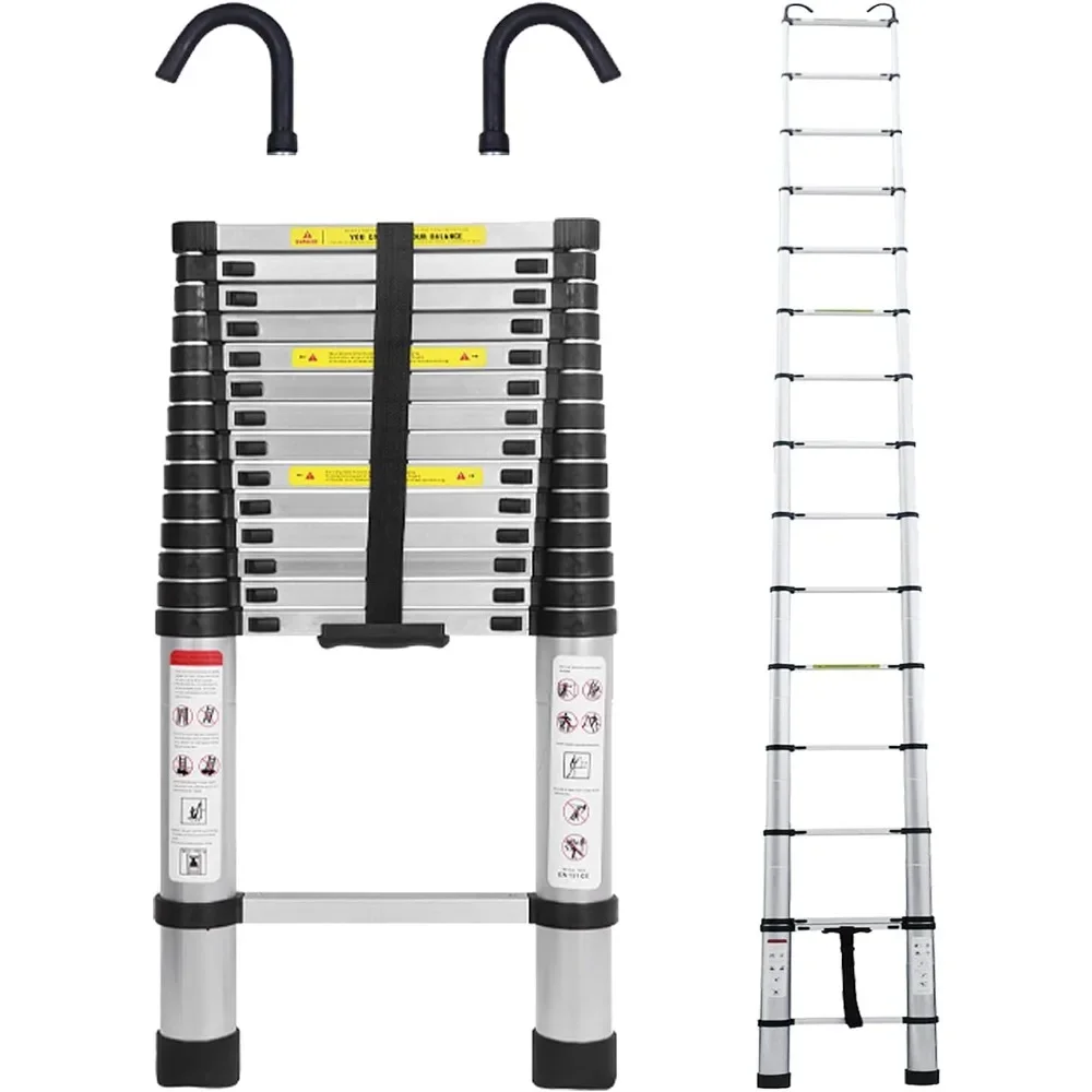 Telescoping Ladder 20.5ft Aluminum Telescopic Extension Ladder Extendable Ladders with 2 Detachable Hooks Portable