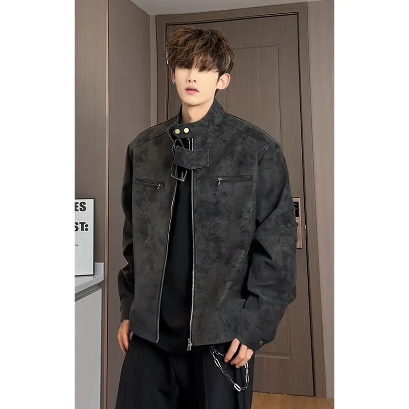 

Мужское модное кожаное пальто из искусственной кожи American Sle, весенне-осеннее модное кожаное пальто Haome, новинка 2025 года, универсальное кожаное пальто