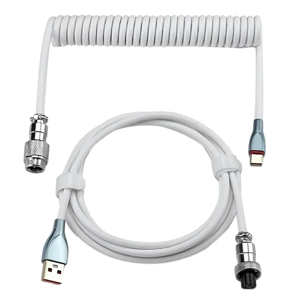 Type C Mechanical Keyboard Coiled Cable USB Keyboard Wire Mechanical Keyboard Aviator Desktop Computer Aviation Connector 3M