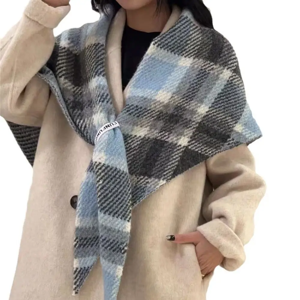 

Клетчатая треугольная накидка-шаль, мягкий свободный шарф Майяра, открытый кардиган Майяра, шерстяной шарф на осень и зиму
