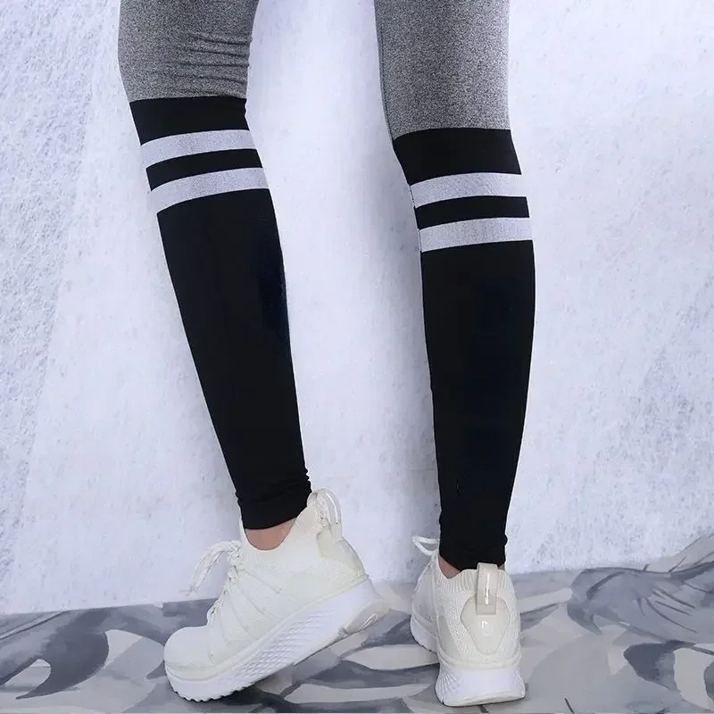 Open-Crotch Pants High Waist Hip Lift Peach Women\'s Fitness Sports Pants Color Matching Yoga Pants with Double-Headed Leggins