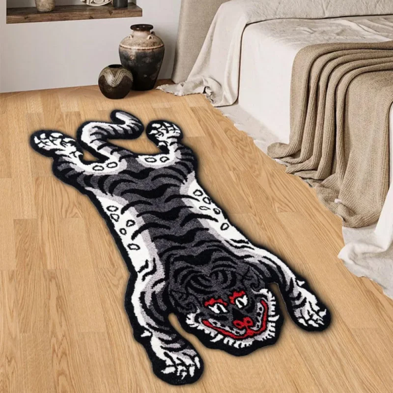 VIKAMA Unique Retro Tiger Alien Rug Non Slip Wear Resistant