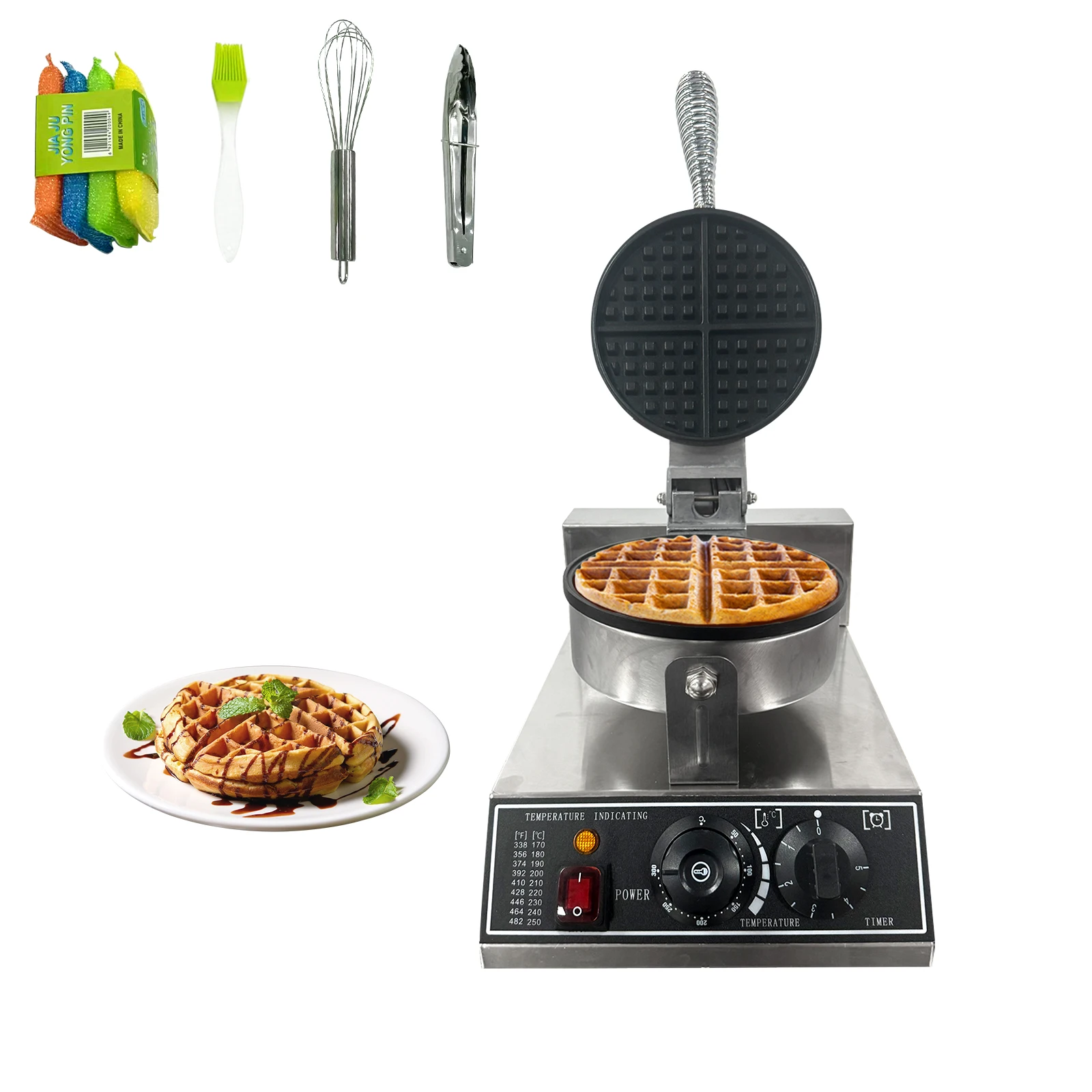 Commercial Waffle Maker Machine, 110V 1200W Stainless Steel Nonstick Waffle Maker for Home and Restaurant