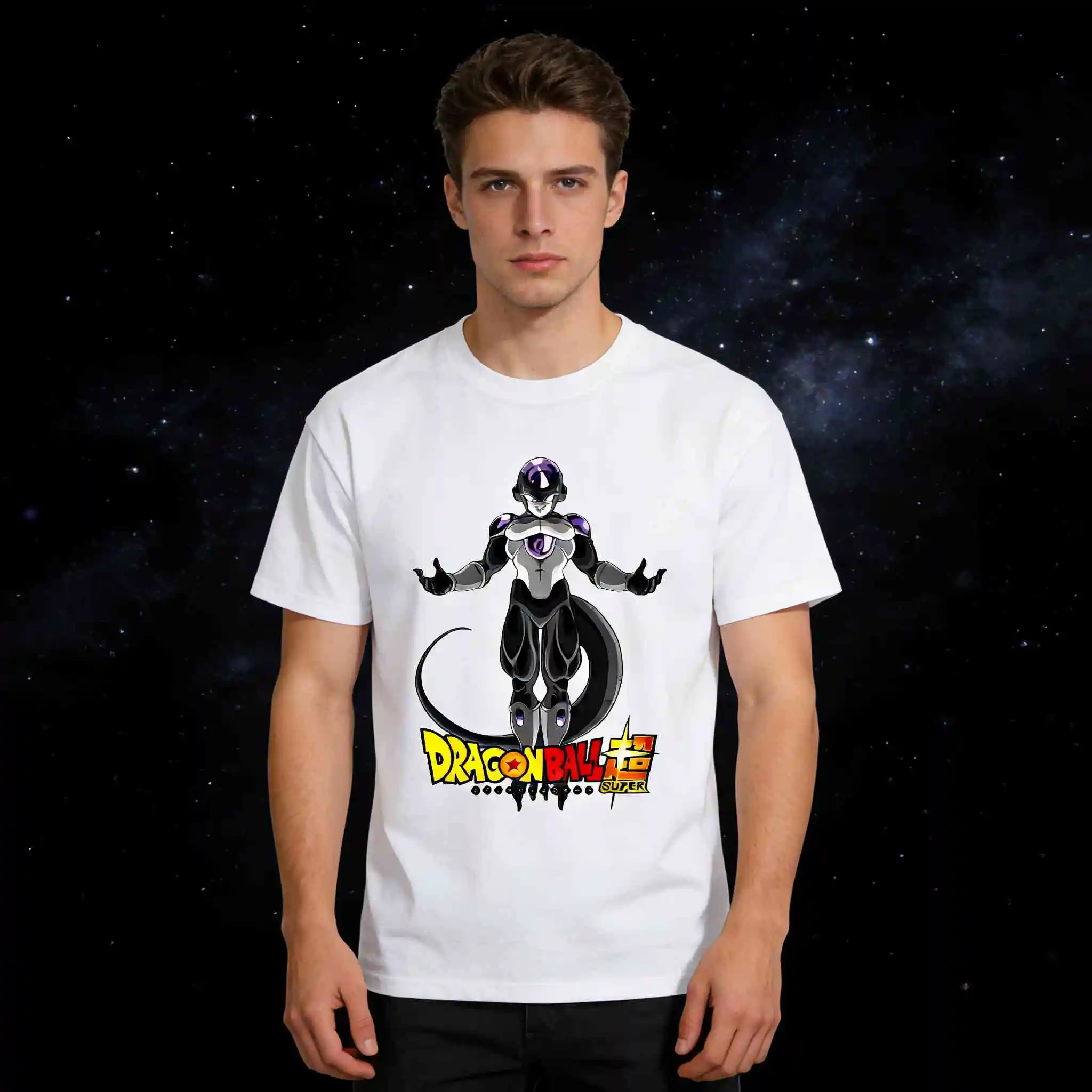 

Мужская хлопковая футболка 2026 Summer Dragon Ball Retro Anime Frieza, повседневная свободная спортивная футболка с графическим принтом