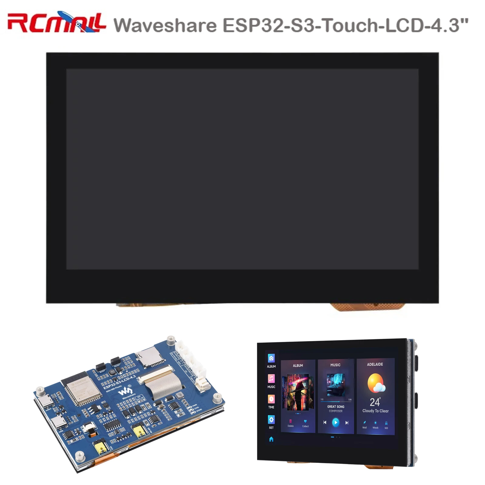 

ESP32-S3 4,3-дюймовый емкостный сенсорный ЖК-модуль Wi-Fi + BLE двухъядерный процессор ESP32S3 макетная плата 800x480 сенсорный экран