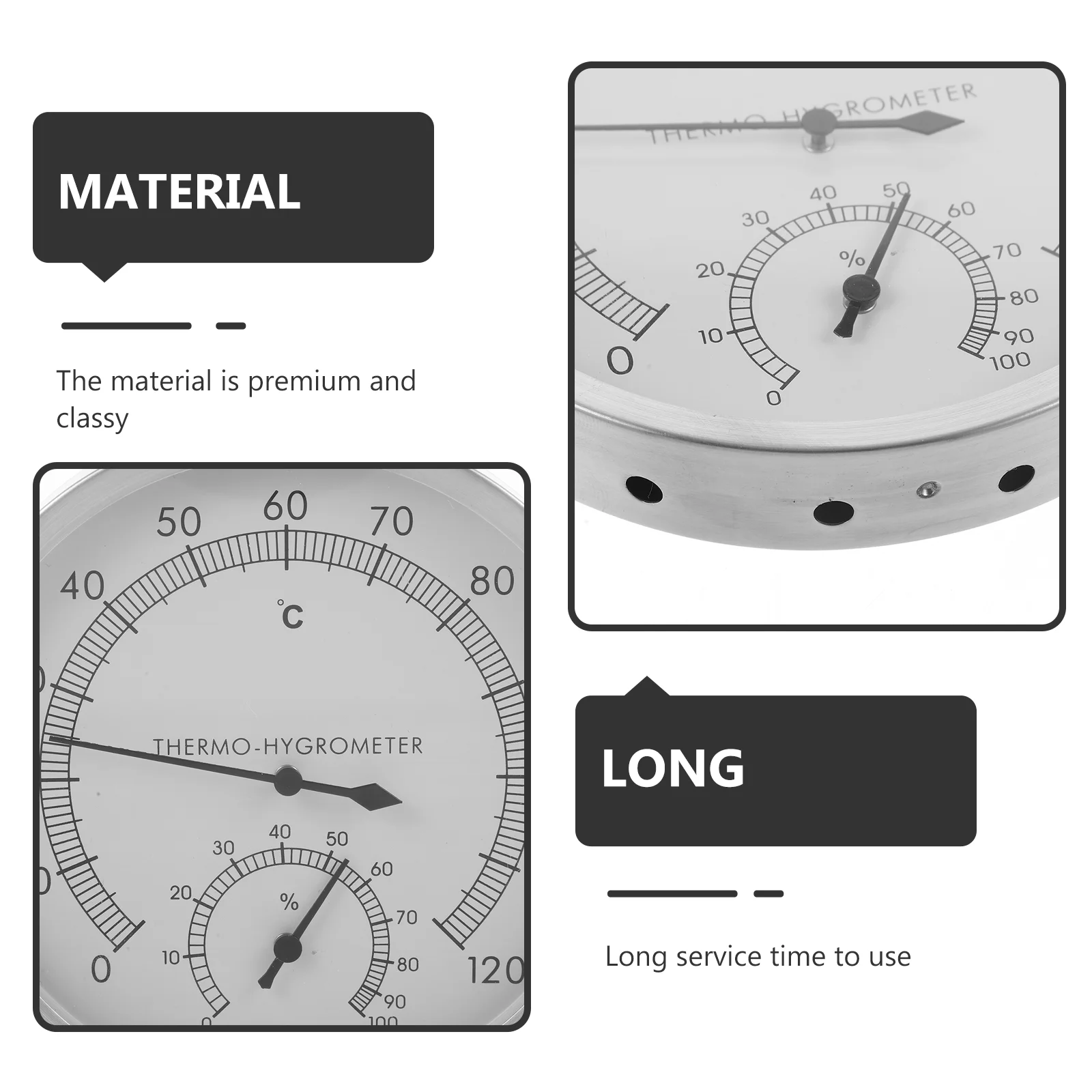 Outdoor Thermometer Sauna Humidity Temperature Gauge For Indoor Wall Clock Multifunctional Silver Professional