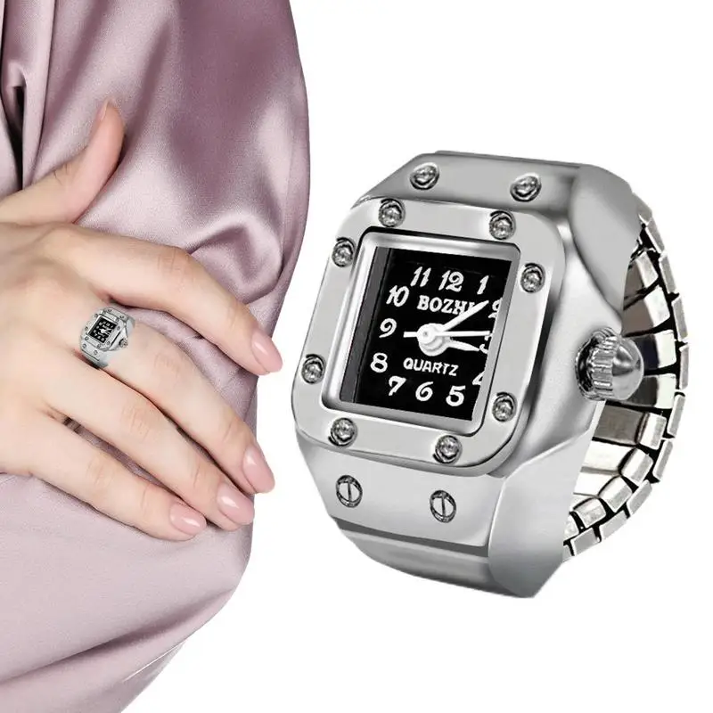 Finger Ring Watch Stainless Steel Ring Watch Creative and Classic Alloy Shell Finger Watch for Men and Women