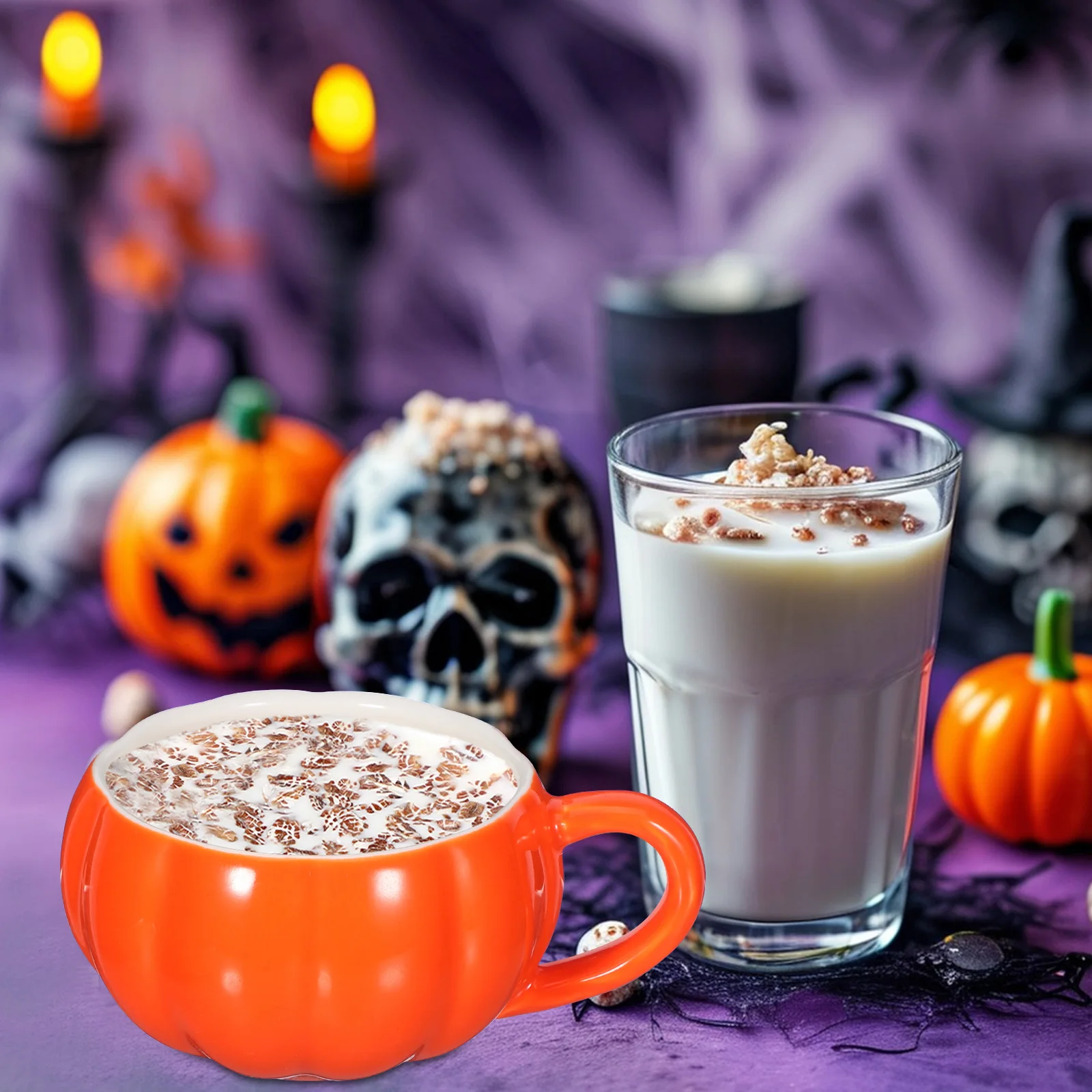 

Lovely Pumpkin Shape Ceramic Mug Halloween Breakfast Cup for Coffee Tea Milk Smooth Rim Handle Design Home Office Decorative Use