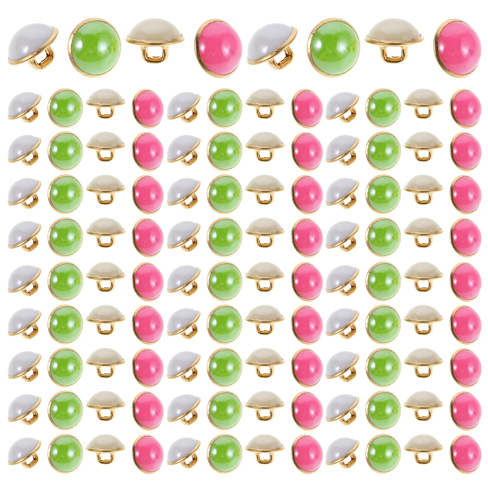 

200Pcs Crystal Pearl Half Round Buttons Resin Dome Cap Metal Shank Decorative Sewing Buttons for Sweaters Bridal Wear