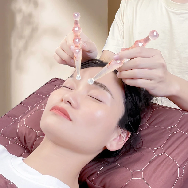 

Двуглавая ручка из смолы, точечный массаж лица, инструмент для массажа глаз и лица для ухода за кожей и красоты, ручной массажный инструмент