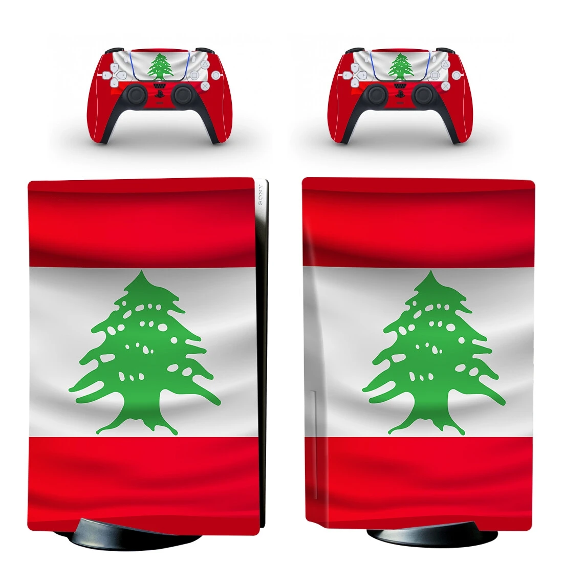 Lebanon National Flag PS5 Disc Skin Sticker for Console & 2 Controllers Decal Vinyl Protective PS5 Disk Skins