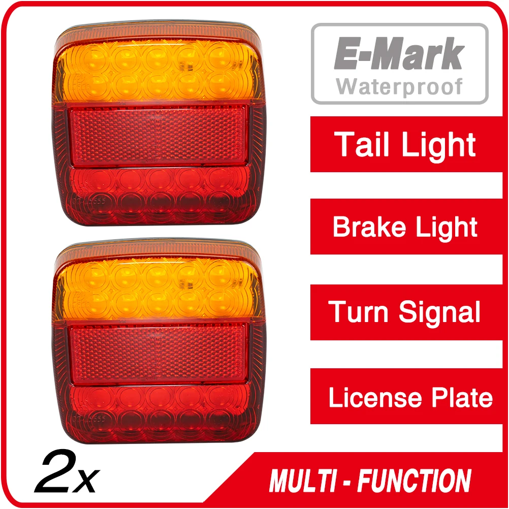 2x 26LED Stop Rear Tail Light Reflector Turn Signal Indicator License Number Plate Lamp Truck Trailer Side Marker Lights DC 12V