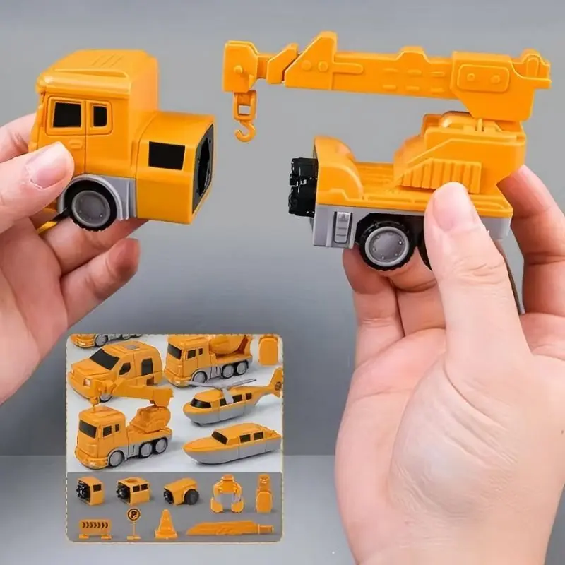 Magnetic Deformation Robot Engineering Car Excavator Mixer Truck Children's Multi-functional Combination Transform Robot Toy