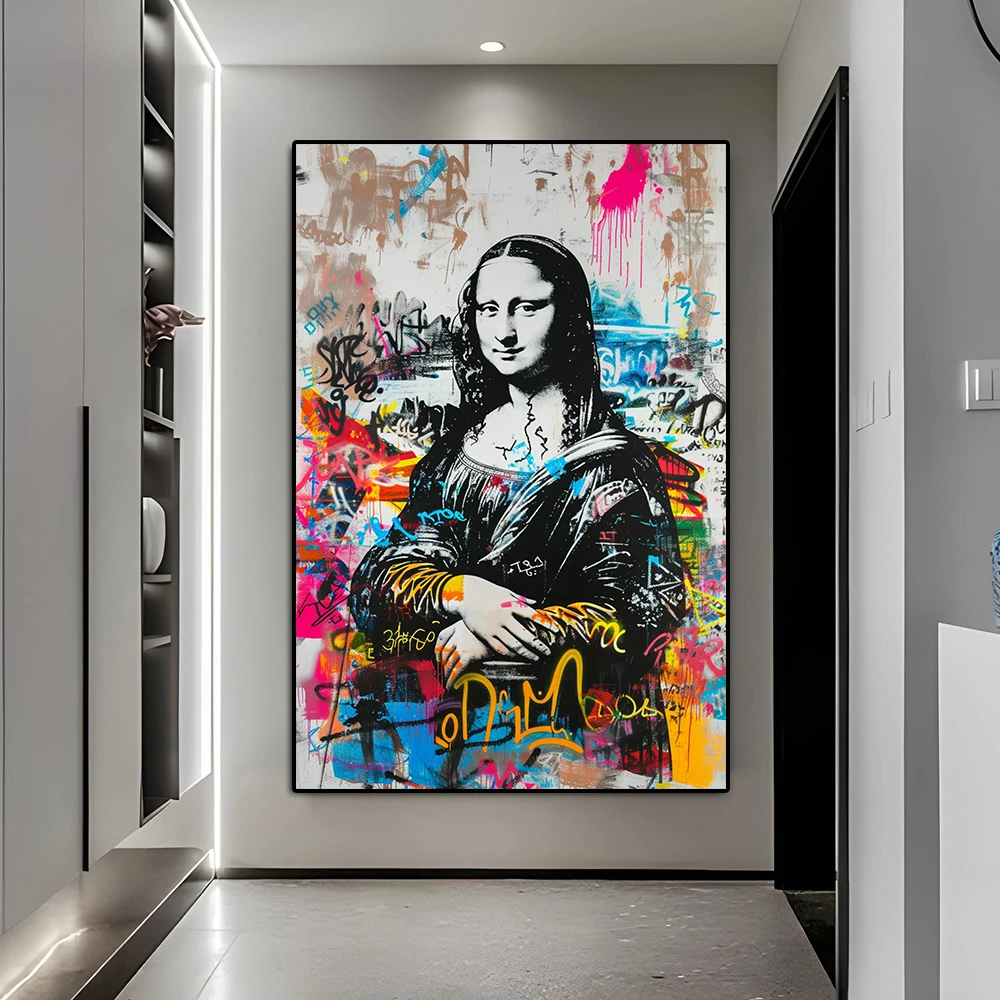 مجردة المال الدافع الكتابة على الجدران قماش اللوحة بانكسي الخارقة المشارك وطباعة الحديثة المائية جدار الفن غرفة ديكور المنزل