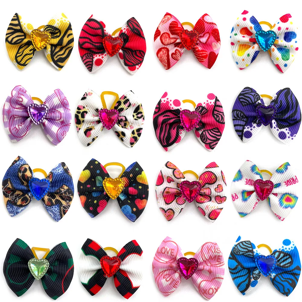 Love Heart Grooming Rubber Bands, Pet Dog Hair Acessórios, Small Dog Bows, Yorkshire Grooming Bows, 10 Pcs, 20 Pcs, 30Pcs