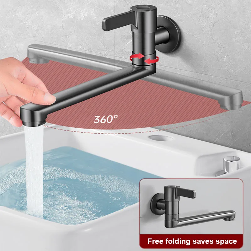 Brass Wall-Mounted Single Hole Faucet for Outdoor Garden Kitchen Sink Bath Toilet Mop Pool - Durable Wall-Mounted Tap