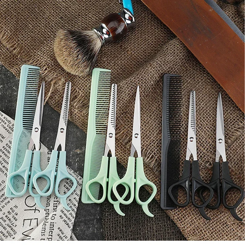 Professional Haircut Scissors Set, Flat Tooth Comb Set, Salon Hairstyle Tools, Thinning Scissors, Haircut Scissors Barber