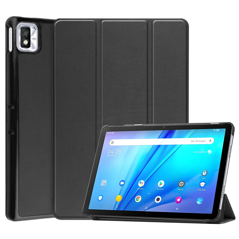 

Чехол для планшета TCL Tab 10s 9080G 10,1 дюйма 2021, тройной складной тонкий чехол-подставка из искусственной кожи для TCL 10 9081X 10,1, чехол Funda