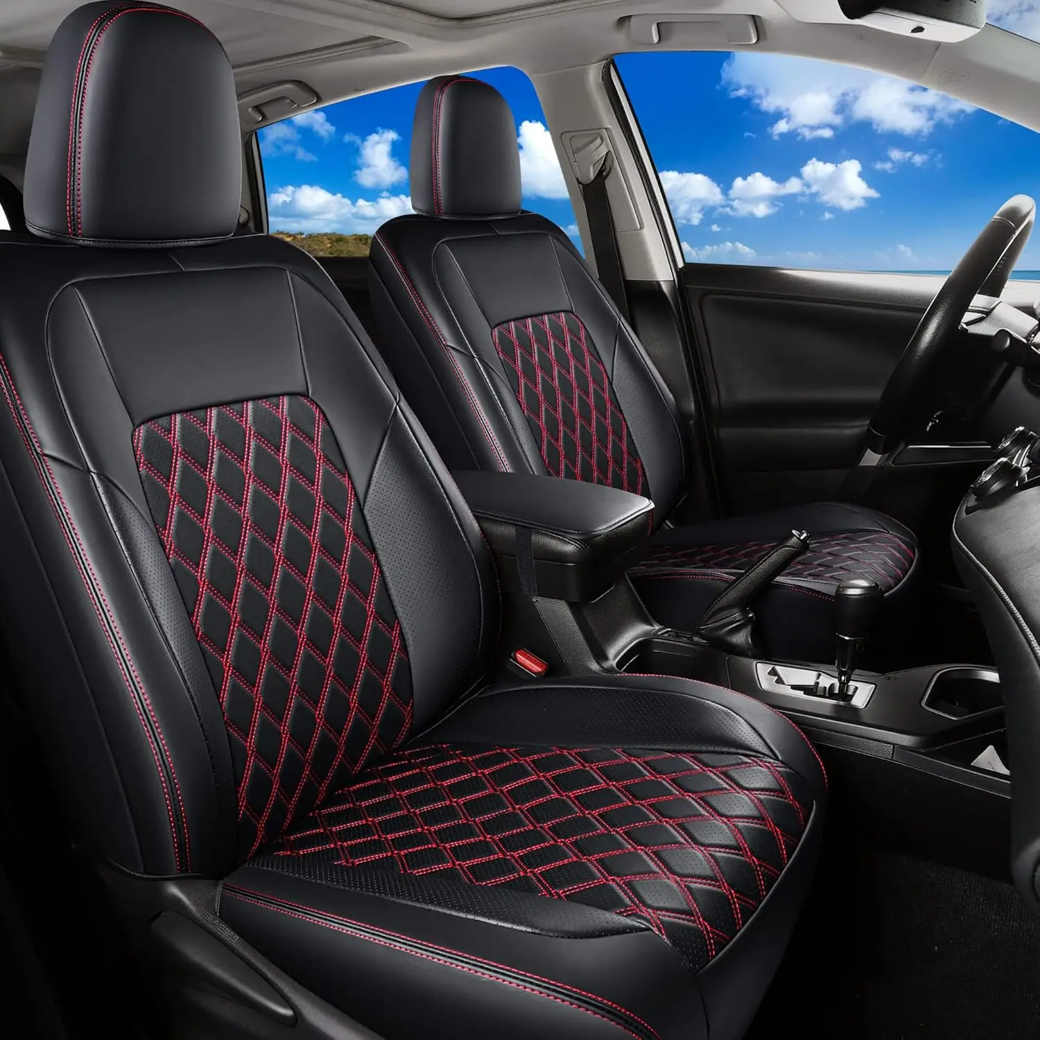 

Custom Fit RAV4 Car Seat Covers Full Set, Full Coverage Leather Seat Cover, Rav4 Seat Cushion Protector Fit for 2013-2018 Toyota