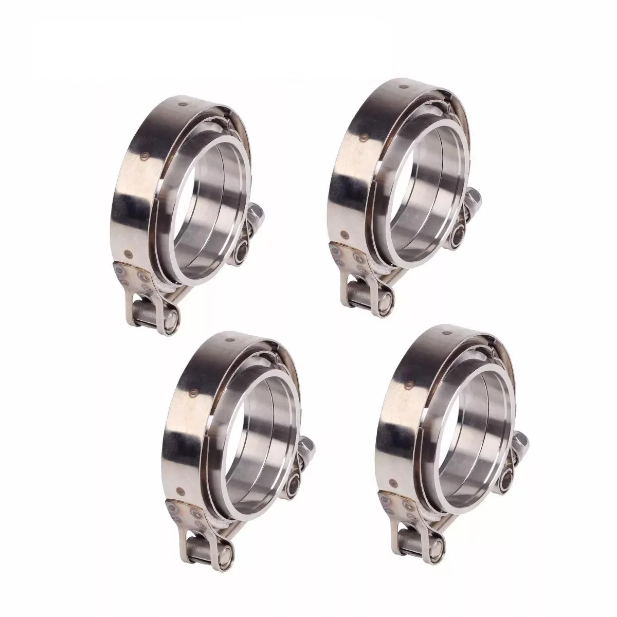 

4Pcs 3’’/ 76mm stainless V-band bolt Clamp w/ Flange turbo pipe vBand exhaust