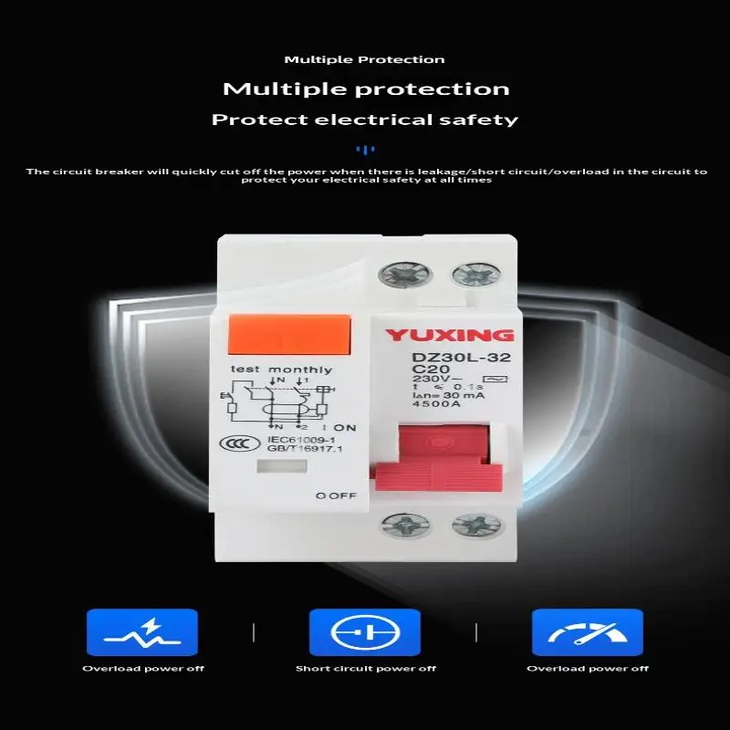 Comprehensive Over & Short Current Protection with DZ30LE 230V 1P+N Residual Current Circuit Breaker RCBO M
