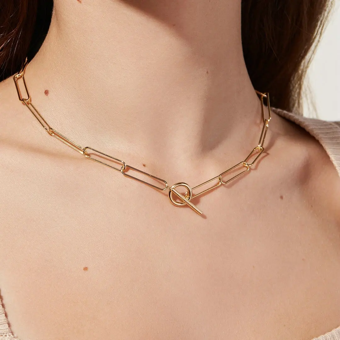 

Stainless Steel PVD 18K Gold Plated Tarnish Waterproof OT Chain Choker Necklace For Woman Jewelry Wholesale Trendy