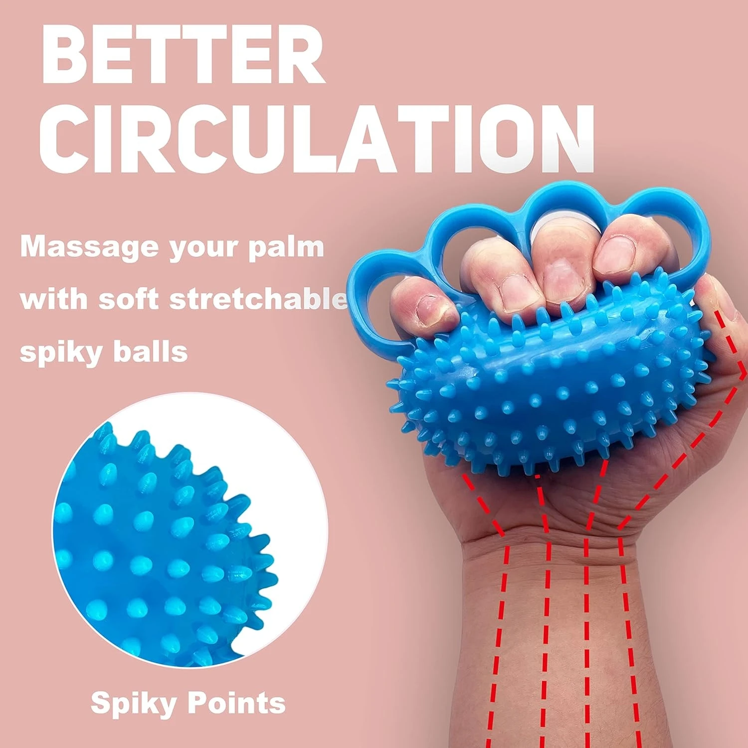 Portable Spike Massage Hand Grip Exerciser Finger Strength Training Squeeze Ball Home Office Fitness Stress Relief Hand Tool