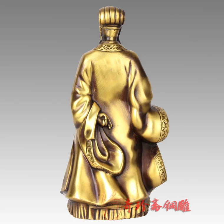 OFFICE HOME business efficacious Protection Talisman # military strategist Zhuge Liang KONG MING brass statue-30 CM TALL
