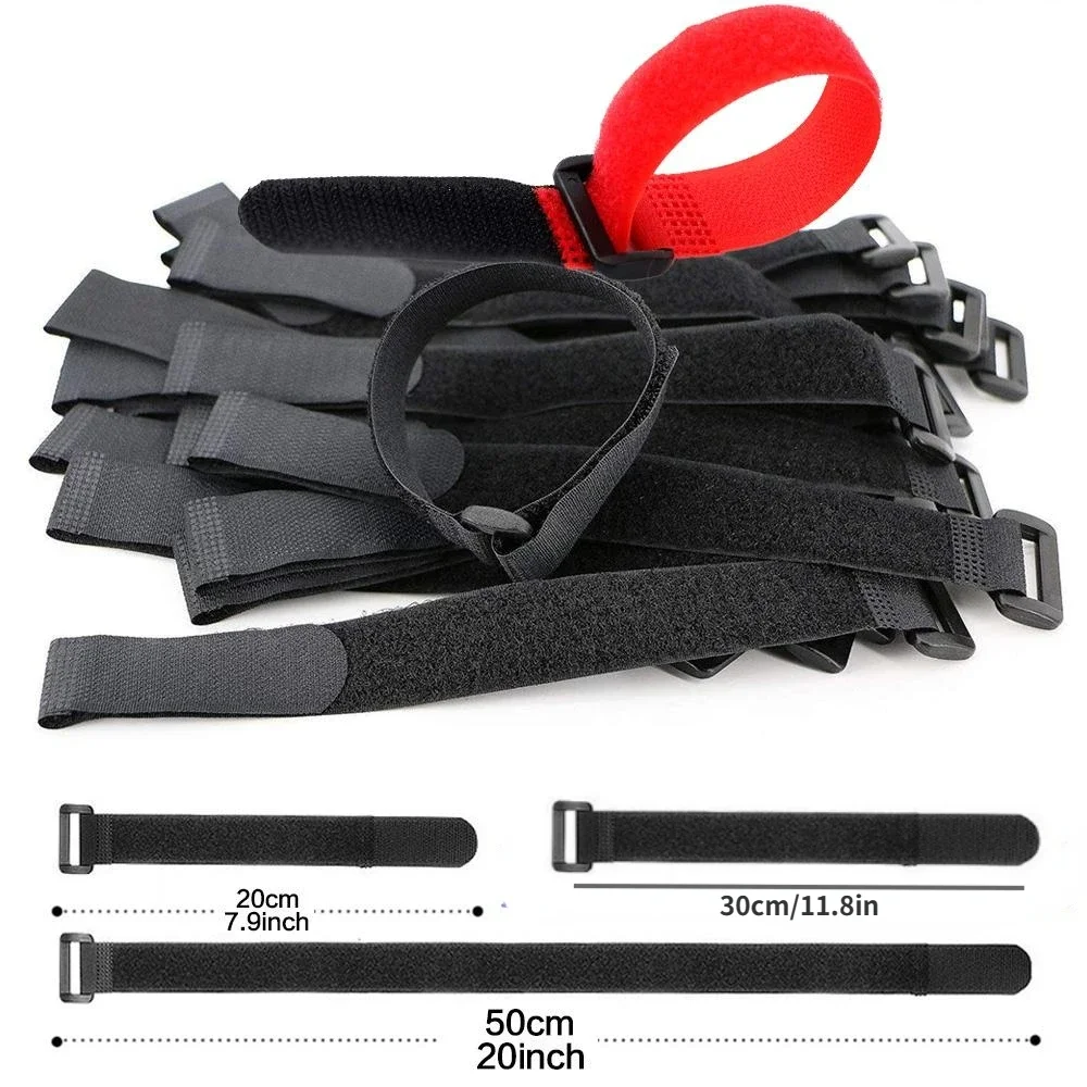 10 Stück Nylon-Klettverschluss-Kabelbinder, Langlebige Selbstklebende Fahrrad-Kabelbinder, Wiederverwendbare Nylon-Kabelbinder, Verschiedene Längen