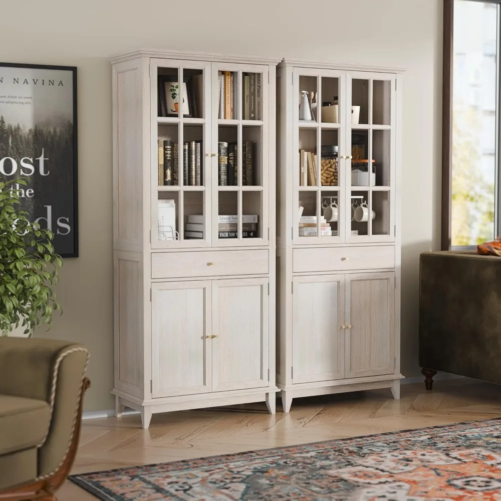 Estante branca ajustável de 5 camadas com gavetas, 72,8" de altura para quarto