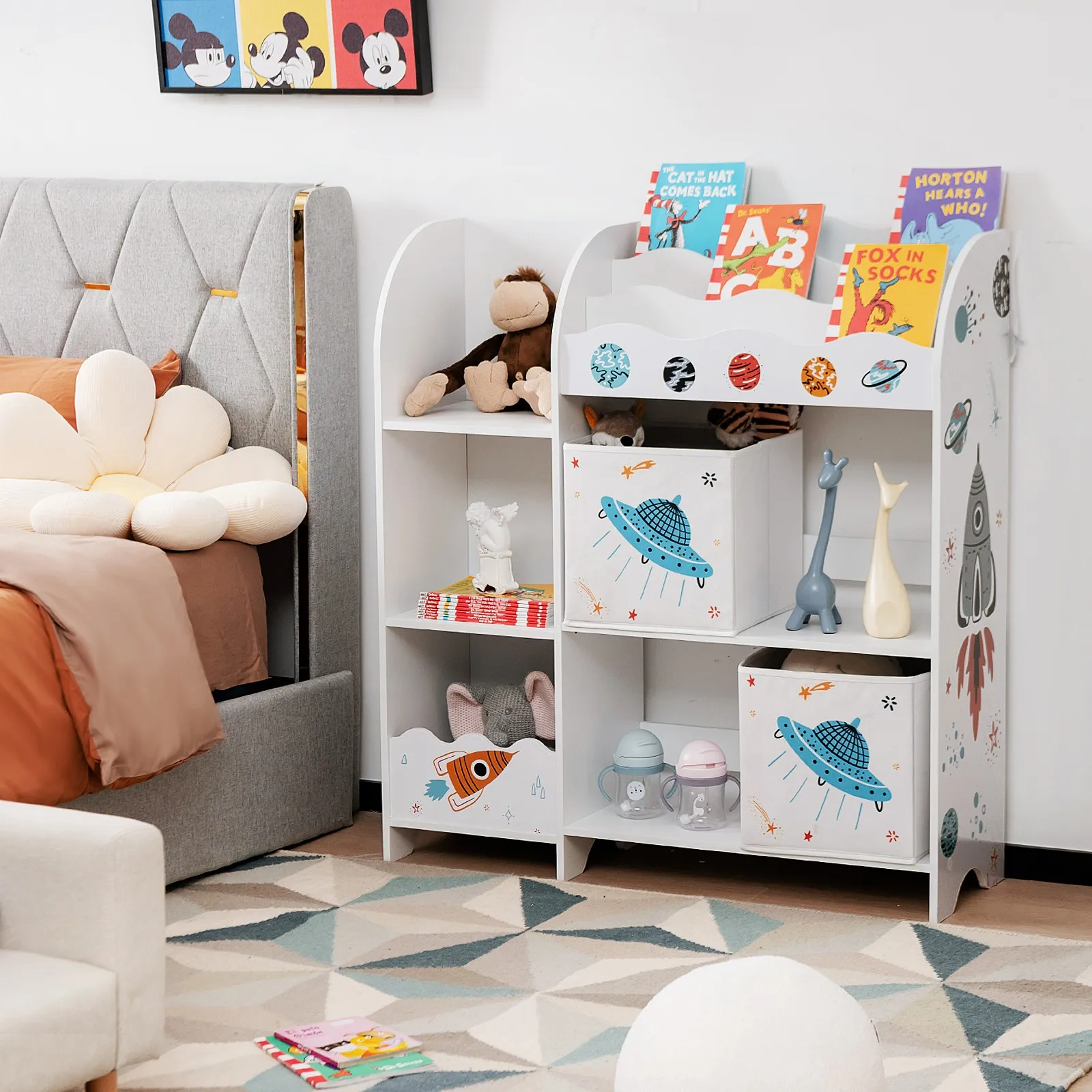 

Kids Toy and Book Organizer Wooden Children Storage Display Cabinet Bookshelf