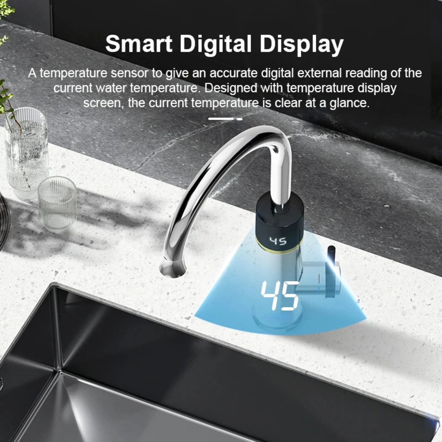 220V  Faucet Stainless Steel Heating Tap Instant Hot  Kitchen Faucet With Digital Display  Heater
