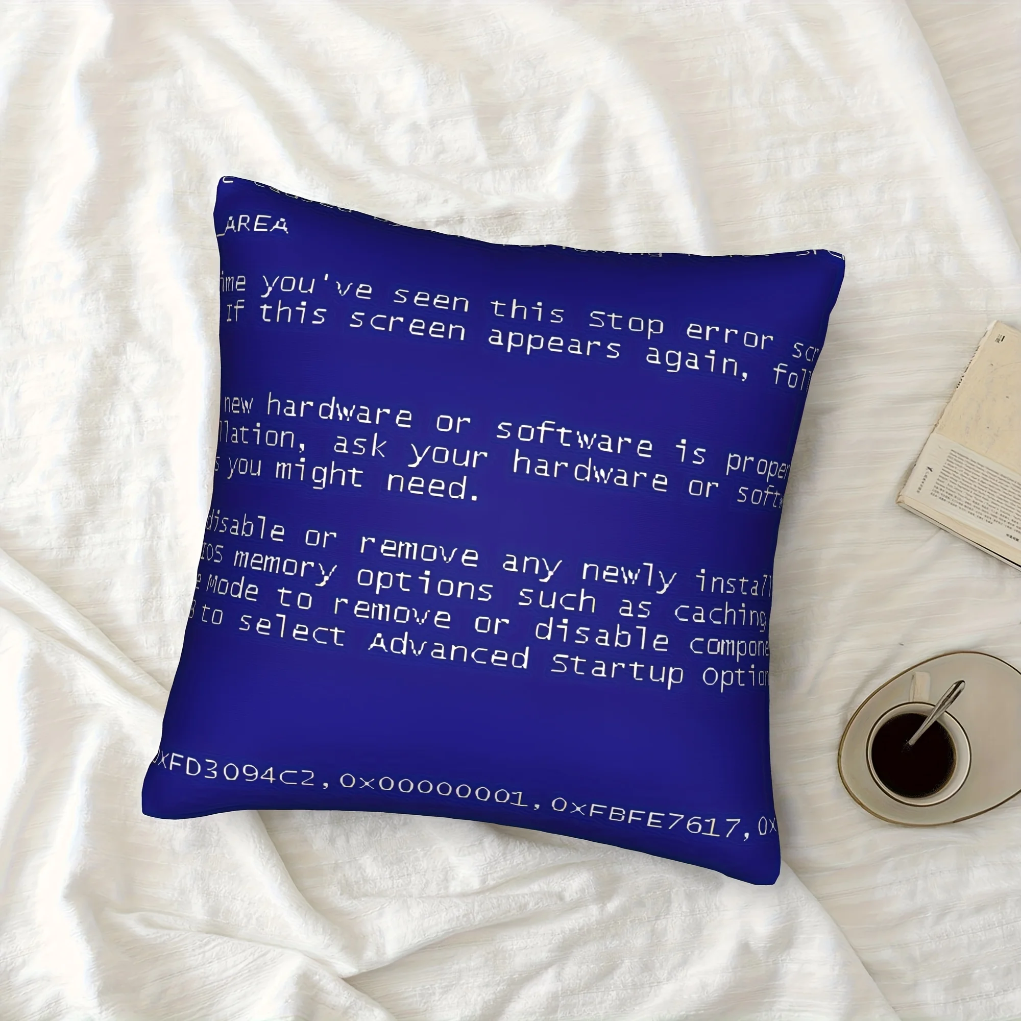 Funda de almohada divertida con diseño de pantalla azul de Windows XP (BSOD) para decoración de sala de estar, dormitorio u oficina (núcleo de la almohada no incluido)