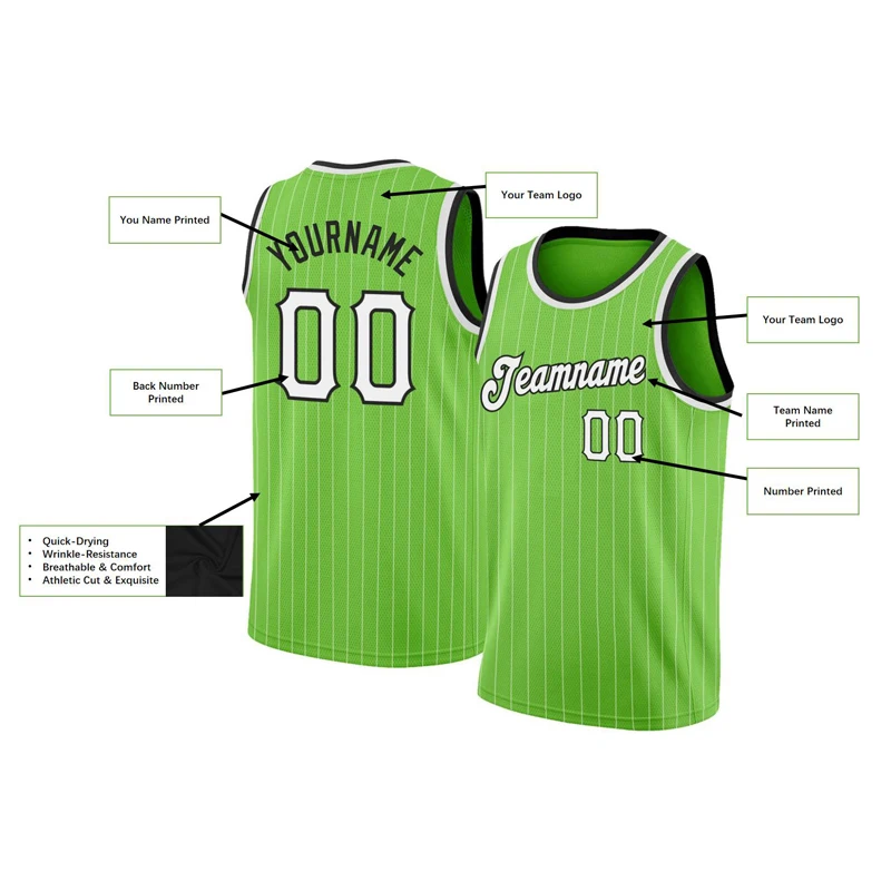 Maillot de Basketball Personnalisé avec Document Vert, Précieux, pour Homme, Unisexe, Équipe