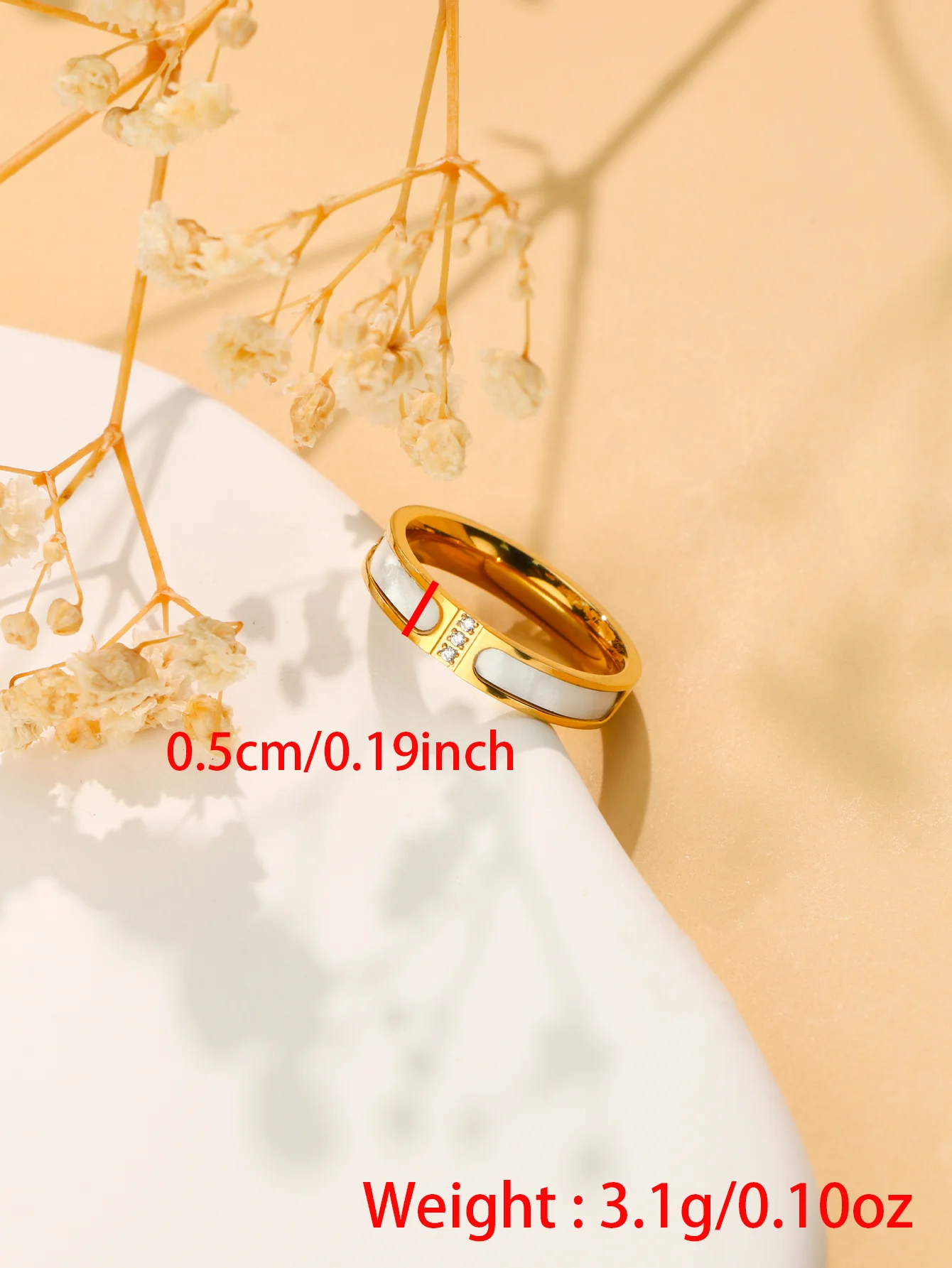 1 Piece Width 5mm Fashionable New Stainless Steel Women\'s Ring, Simple Enamel Small Cubic Zirconia Wedding rings