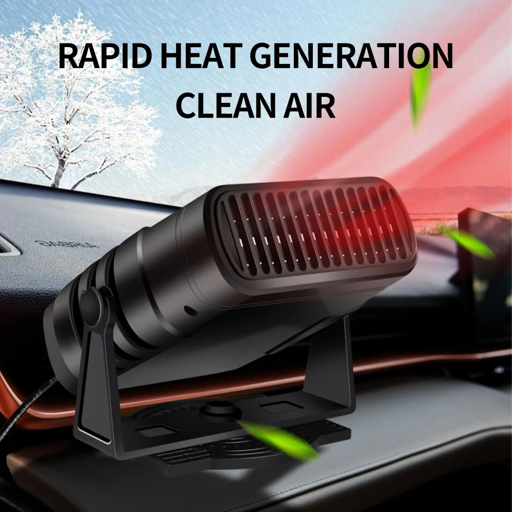 Quick Heating Car Heater 2 in 1 Defroster Defogger Fast Heating, Plug in Vehicle Windscreen Fan Cigarette Lighter 12V 24V