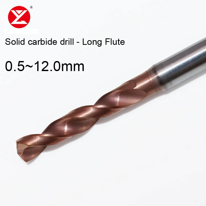 

Solid Carbide Drill Bit Long Flute 7.8 8.5 9.6 10.2 Hole Parallel Shank Metal Efficient CNC Drilling Tool Coated Tungsten Steel