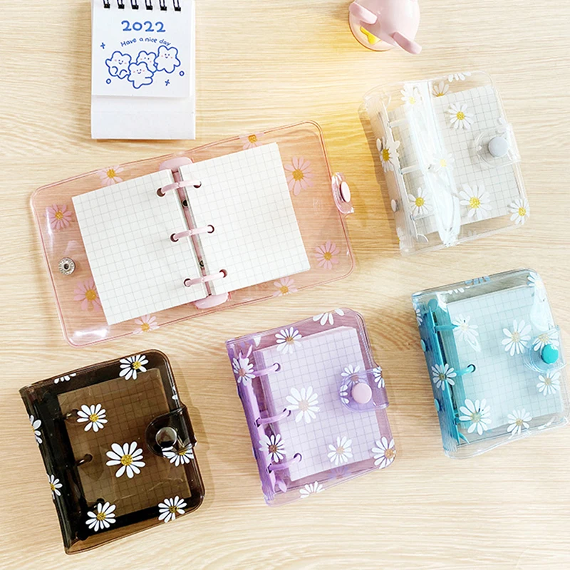 Mini Carpeta de margaritas de 3 agujeros, organizador de notas, cuaderno, diario, carpeta de anillas, suministros escolares Kawaii