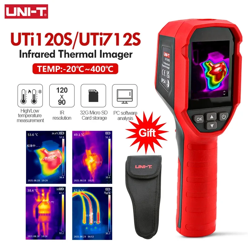 UNI-T UTI120S UTi712S Thermal Imaging Camera 120x90 Pixel Construction Thermal Imager For Repair Floor Heating Tube Testing