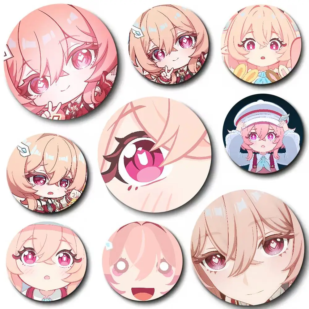 Kawaii Hot Linnea Chibi Anime Gaming Badge Cute Pink Hair Elf Girl Brooch, Various Expressions Lapel Pin for Backpack Decor