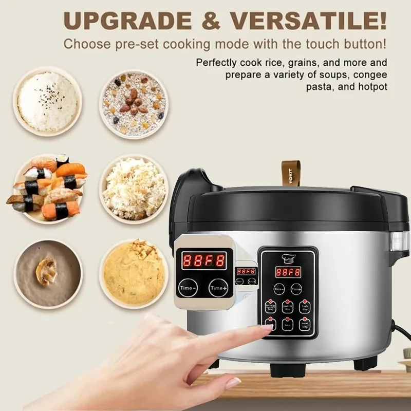 l Cuociriso e scaldariso (84 tazze cotte, 15,8 QT) Cuociriso grande intelligente 6 funzioni di cottura del riso Temporizzatore di ritardo 24 ore |   L L