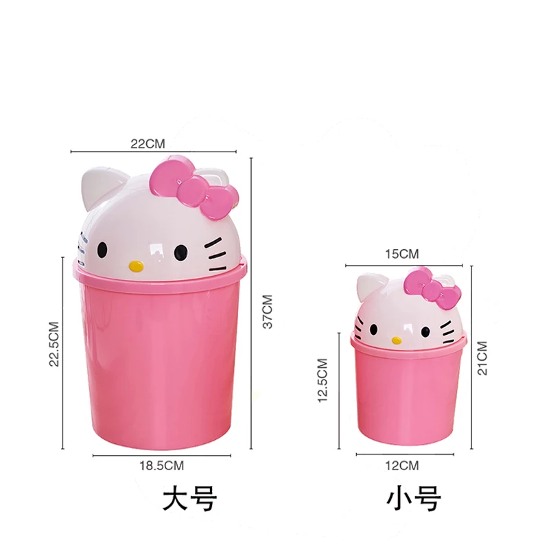 Sanrio Hello Kitty Trash Can Cute Household Flip-Top Desktop Living Room Storage Bucket Removable Cartoon Storage Bucket Gift view 6