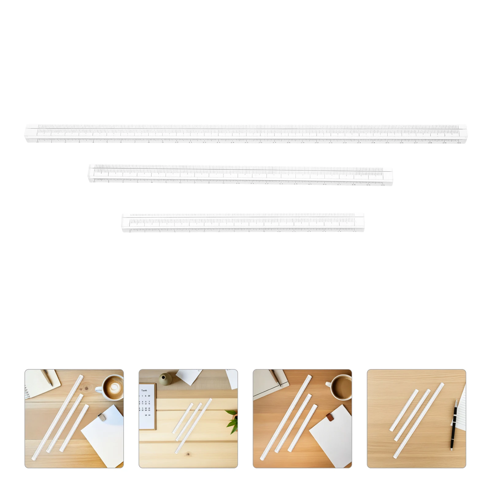 

3pcs Transparent Ruler Set Acrylic Straight Rulers Measuring Tools for Drawing Geometry Professional Art Design Architecture